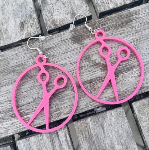 Sax i rosa, 3D-printade örhängen