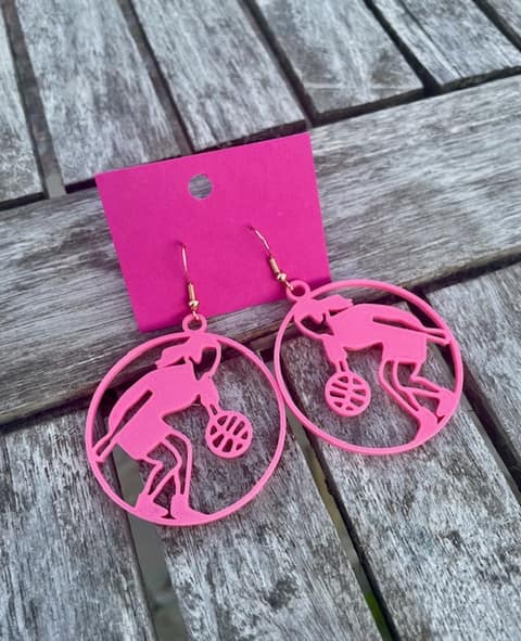 Basketbollsdribblare i rosa, 3D-printade örhängen (bild 4)